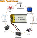 3.7V 400mAh 602035 Rechargeable Lithium Polymer Battery Lipo Cells