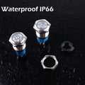 16mm Metal Latching Only Push Button Switch Waterproof Anti-vandal Silver Shell 12v-24v