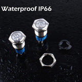 16mm Metal Latching Only Push Button Switch Waterproof Anti-vandal Silver Shell 12v-24v