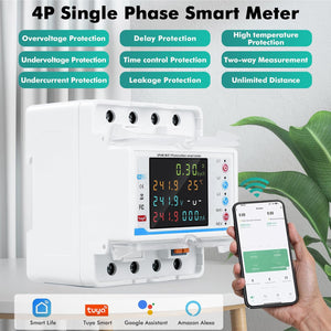 WiFi Electricity Meter 3 Phase 100 A Tuya Compatible Smart Energy Meter with Safety Features for Home Use price