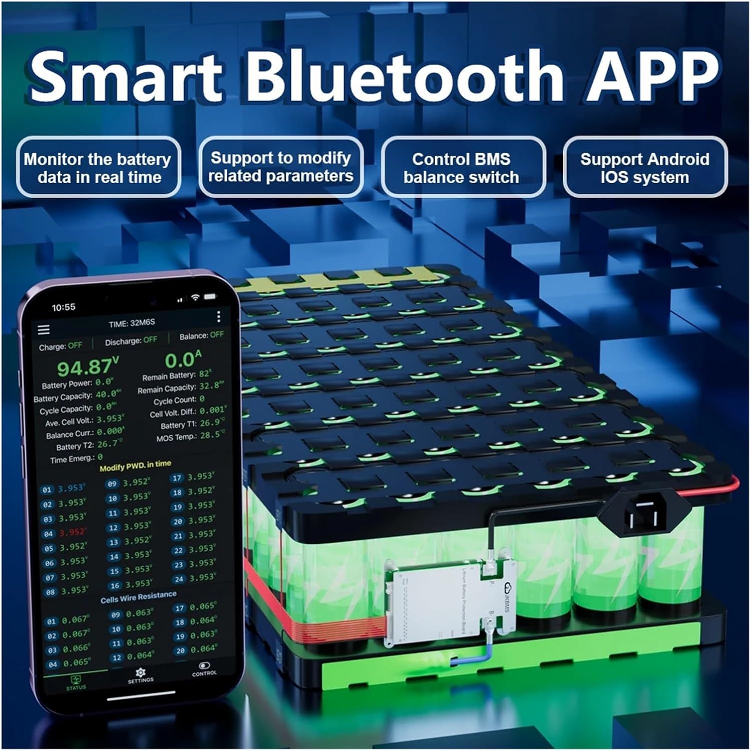 Jk Bms Bd4a20s10p, 0.4a Active Balance Smart Bms 8s 12s 13s 16s 17s 20s 100a Lifepo4 Li-ion Lto Battery Bms