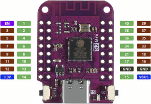 Esp32 S2 Mini S2 Mini V1.0.0 Wifi Board Based Esp32-s2fn4r2 Esp32-s2 4mb Flash Type-c Connection Compatible With Micropython