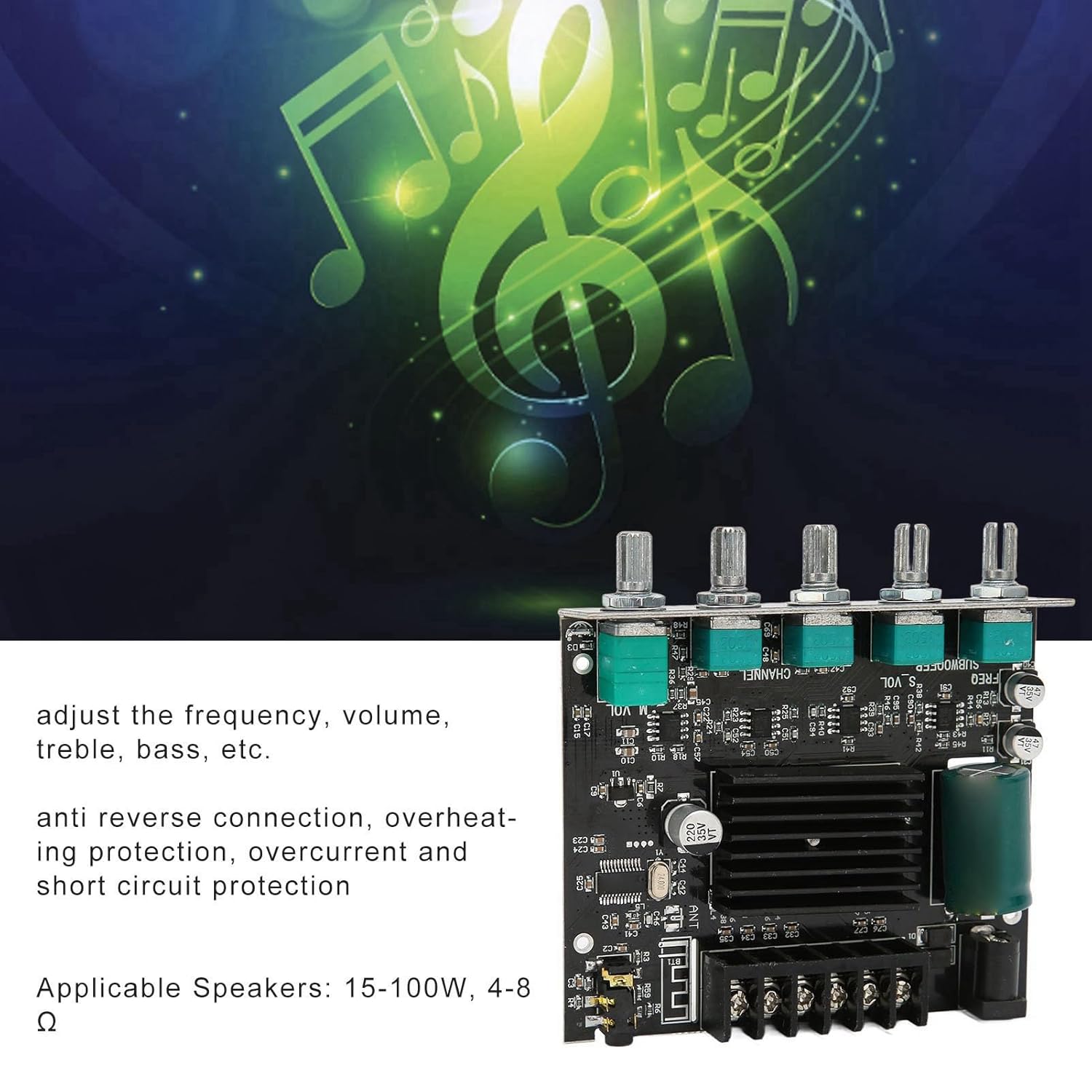 Digital Stereo Amplifier Board, Zk‑mt21 Bluetooth 2.1 Channel Dc 12‑24v, Hifi Diy Audio Power Amp Module, For 15‑100w