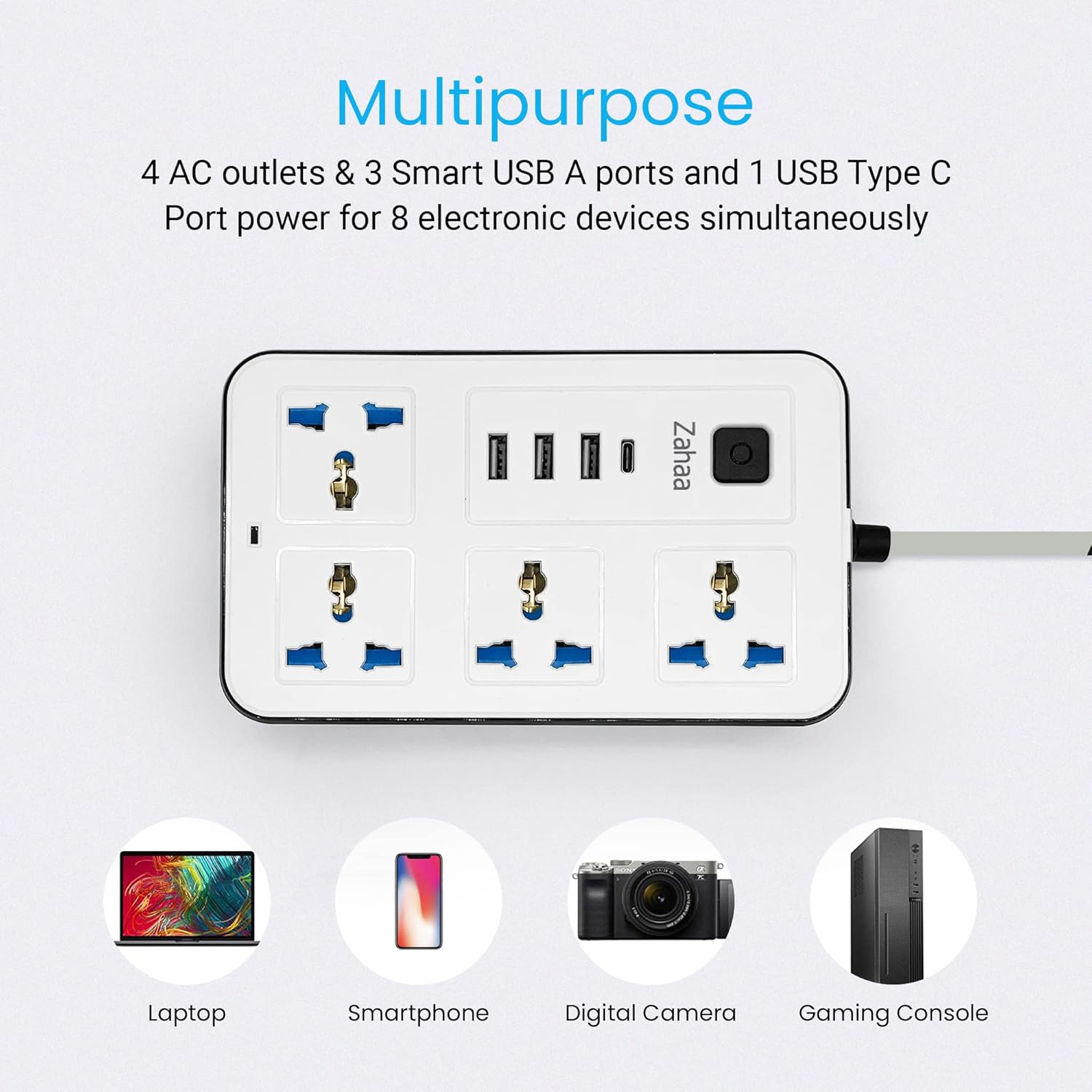 2500w Universal Power Extension With 4 Sockets 3 Usb And 1 Type C Port Price