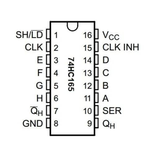74hc165 Parallel To Serial 8 Bit Shift Register Ic