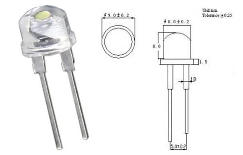 8mm Led Lamp White Color Led 0.5watt