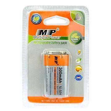 Rechargeable 9 Volt battery MP 9v battery 300mAh