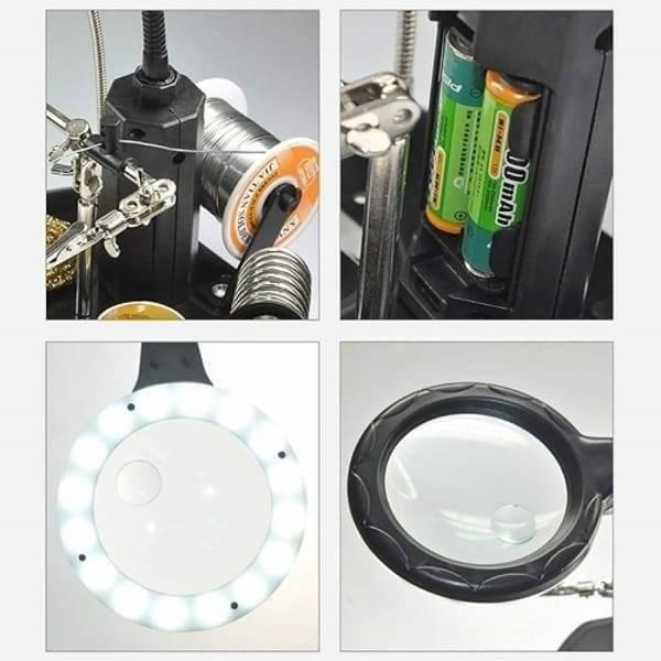 Advanced 2.5x-4x 16 Smd Leds Desk Lamp Iron Soldering Base Magnifier Glass Helping Hand Station Stand