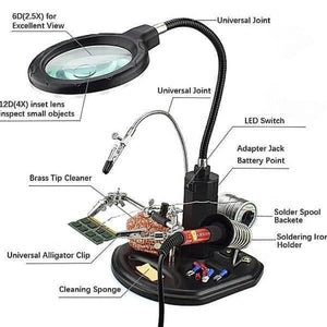 Advanced 2.5x-4x 16 Smd Leds Desk Lamp Iron Soldering Base Magnifier Glass Helping Hand Station Stand