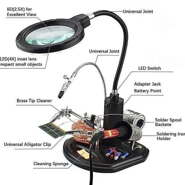 Advanced 2.5x-4x 16 Smd Leds Desk Lamp Iron Soldering Base Magnifier Glass Helping Hand Station Stand