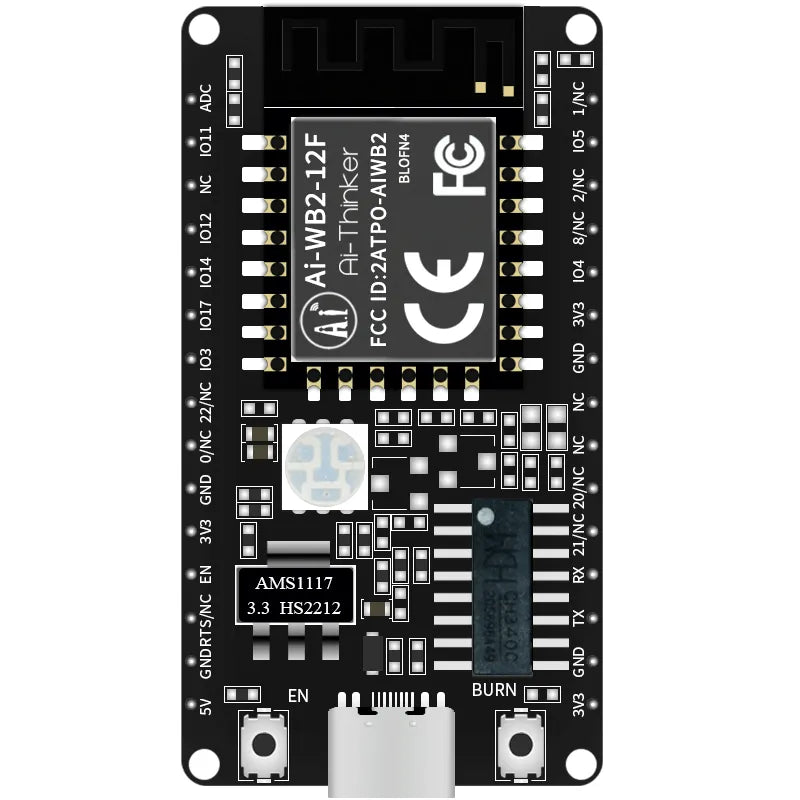 Ai-thinker Wifi+bluetooth 5.0 Module Ai-wb2-12f-kit Development Board Pcb Antenna Type-c Interface