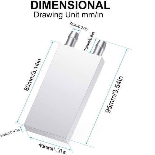 40mm x 80mm Aluminium Water Cooling Block For Liquid Water Cooler Heat Sink System