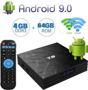 Android Smart Tv Box T9 4gb + 64gb Quad Core 4k Ultra Hd 9.0 v