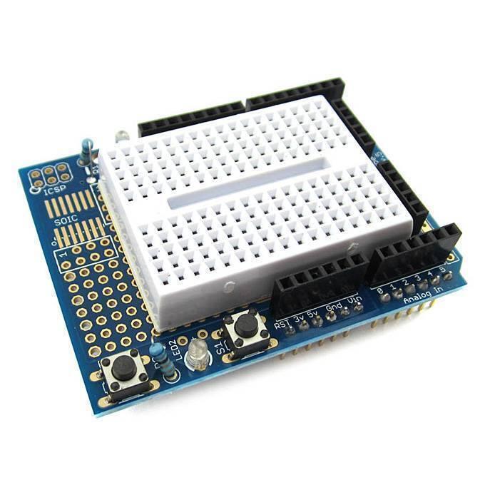 Arduino Uno Proto Shield With Syb-170 Mini Breadboard
