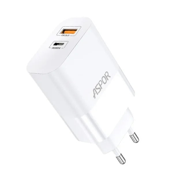 Aspor A851 Eu Charger Adapter 65w Qc3.0 Wall Multi Port Usb