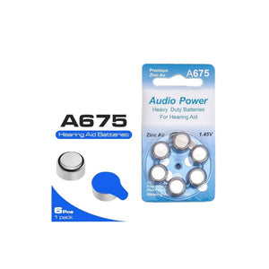 A675 Audio Power-Hearing Aid Batteries Pack of 6 cells