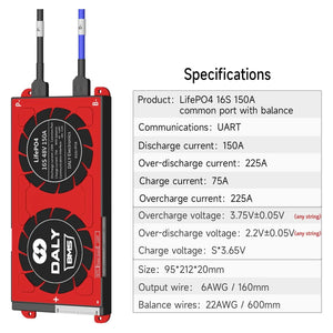 Daly 16s 48v 150a Bms With Bluetooth & Ntc Sensor For Lifepo4 Solar Inverter Ups Battery Pack