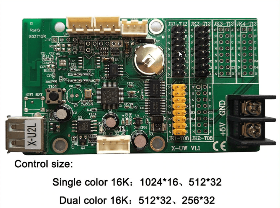 Bx-u2l P10 Led Signs Control Card, P10 Display Module Control Card, Single & Double Color Advertising Led Panel Controller