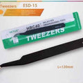 Black Vetus Tweezer Hrc40 Antistatic Stainless Steel Esd 15