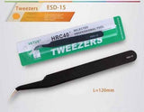 Black Vetus Tweezer Hrc40 Antistatic Stainless Steel Esd 15