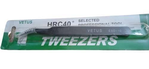 Black Vetus Tweezer Hrc40 Antistatic Stainless Steel Esd 15