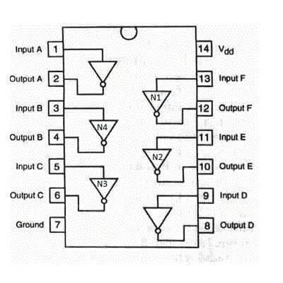 Cd4069 Not Gate Hex Inverter Ic Dip14