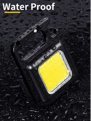 Cob Rechargeable Keychain Flashlight | Mini Small Flashlight With 3 Light Modes, Folding Bracket, Bottle Opener, And Magnet Base For Fishing, Walking,