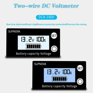 Dc 8v-100v Battery Capacity Indicator Lead Acid Lithium Lifepo4 Car Motorcycle Voltmeter Voltage Gauge 12v 24v 48v 72v