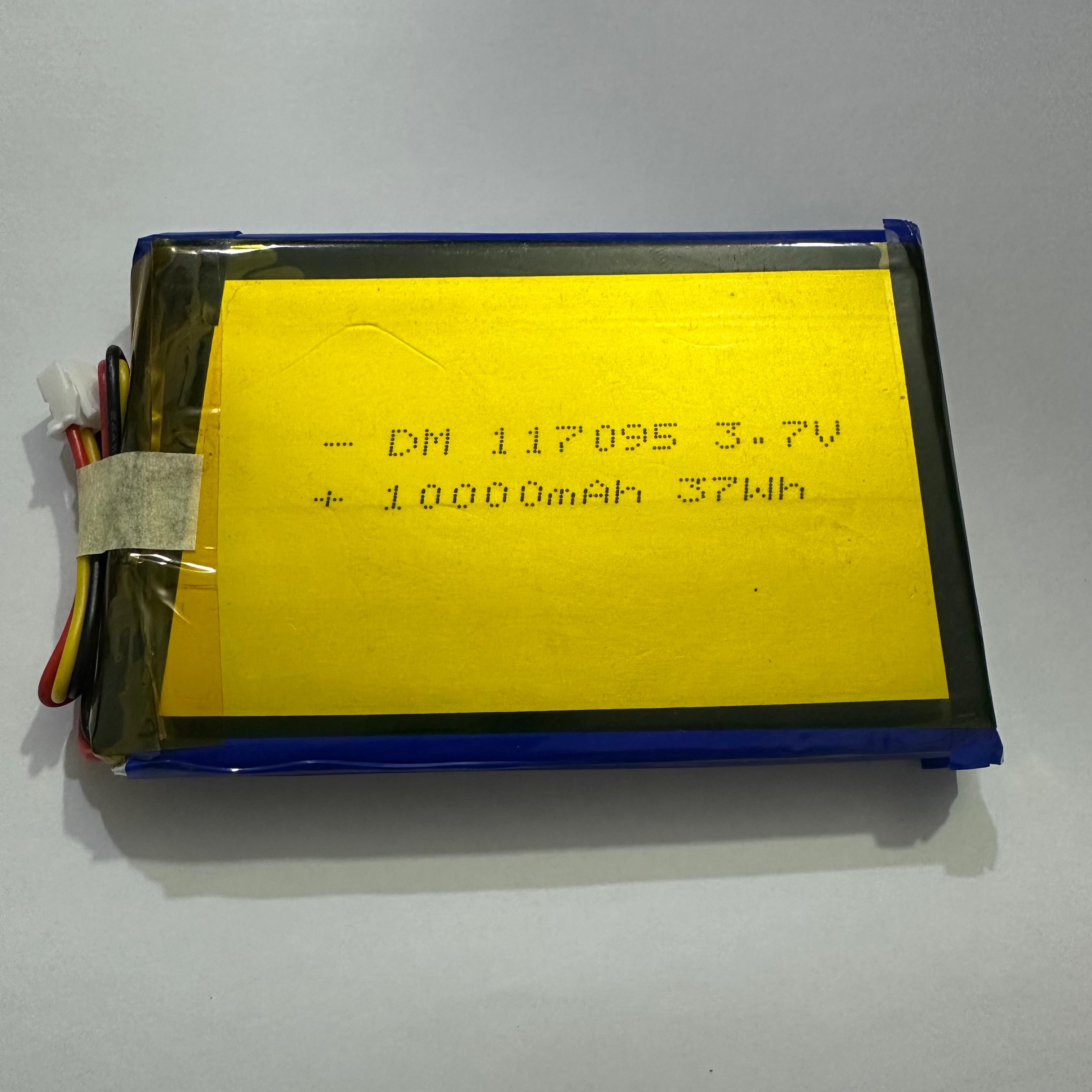 Dm 117095 Li-polymer Battery – 3.7v 10000mah (37wh), 3-wire With Connector, High-capacity Rechargeable Cell