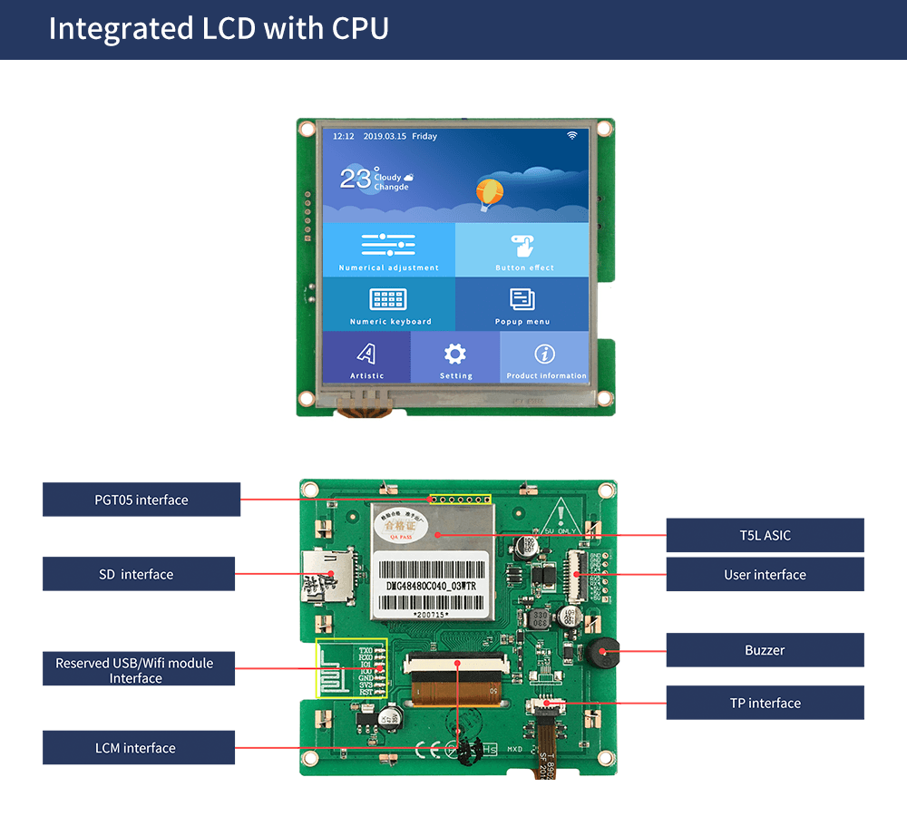 4.0 Inch Hmi Lcd Display Dmg48480c040_03w Commercial Grade