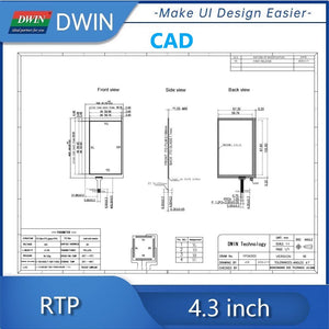 Dwin 4.3 Inch 4 Wire Resistive Touch Panel Yf04303