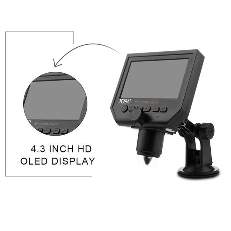 Digital Microscope 4.3in Hd Led 3.6mp 1-600x Continuous Magnifier
