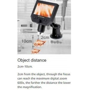 Digital Microscope 4.3in Hd Led 3.6mp 1-600x Continuous Magnifier
