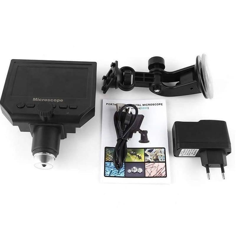 Digital Microscope 4.3in Hd Led 3.6mp 1-600x Continuous Magnifier