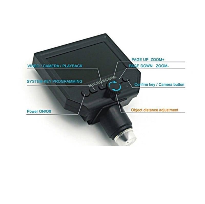 Digital Microscope 4.3in Hd Led 3.6mp 1-600x Continuous Magnifier