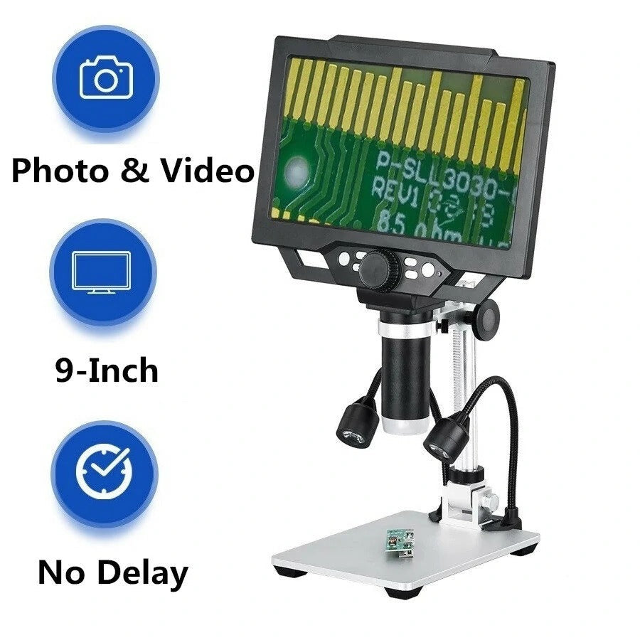 Digital Microscope 9 Inch Lcd 1080fhd 12 Million Pixels 1600x Industrial Repair Microscope High Quality