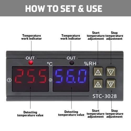 220v Stc-3028 Temperature Humidity Control Thermometer