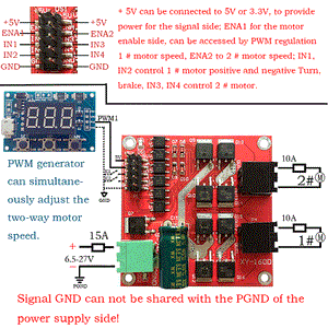 Dual Dc Motor Drive Module 7a 160w Industrial Grade Positive And Negative Pwm Speed Regulation L298 Logic