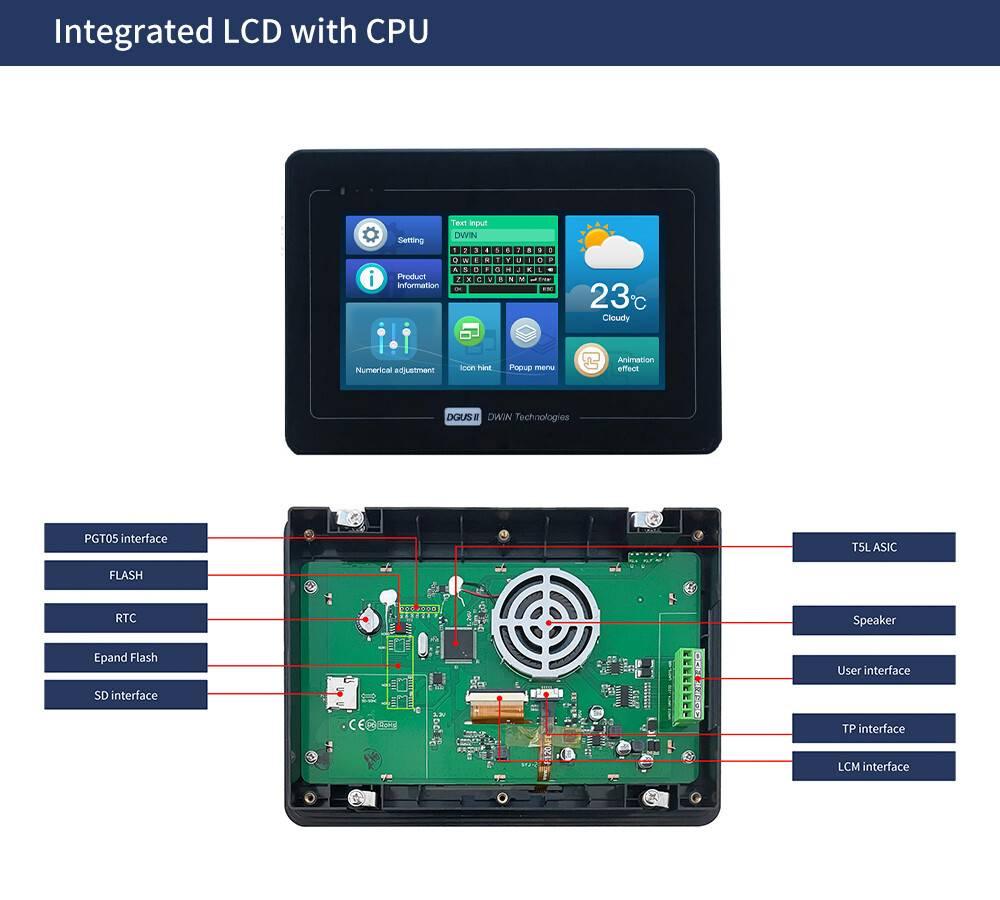 Dwin 7 Inch Industrial Hmi Lcd Touch Screen 800x480 Display Module Dmg80480t070 A5 Wtr