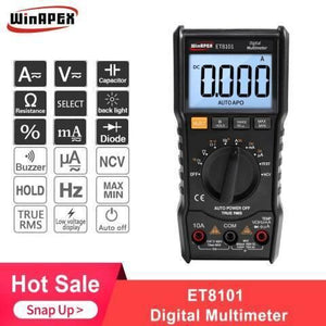 Et8101 True-rms Digital Multimeter Ac/dc Voltage Current Tester With Resistance, Capacitance, Diode, Ncv Measurement
