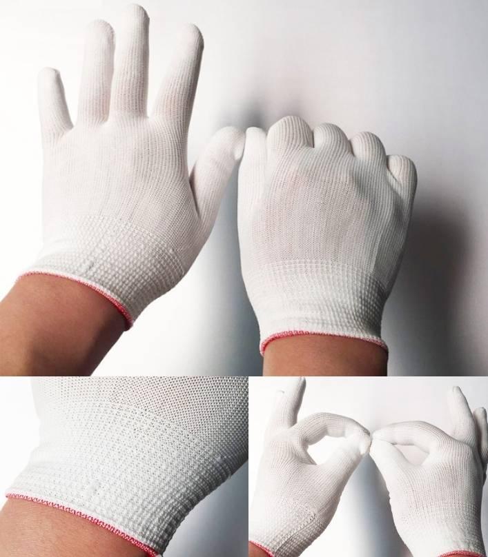 Electronic Anti Static thin Nylon white gloves 13 Nylon Knitted Gloves, For Industrial, Free Size