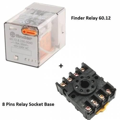 Finder Relay 220vac 60.12 With 8pin Rail-mount Relay Socket Relay Base