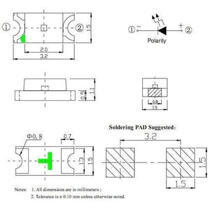 Green Smd 1206 Led Super Bright Light Emitting Diode