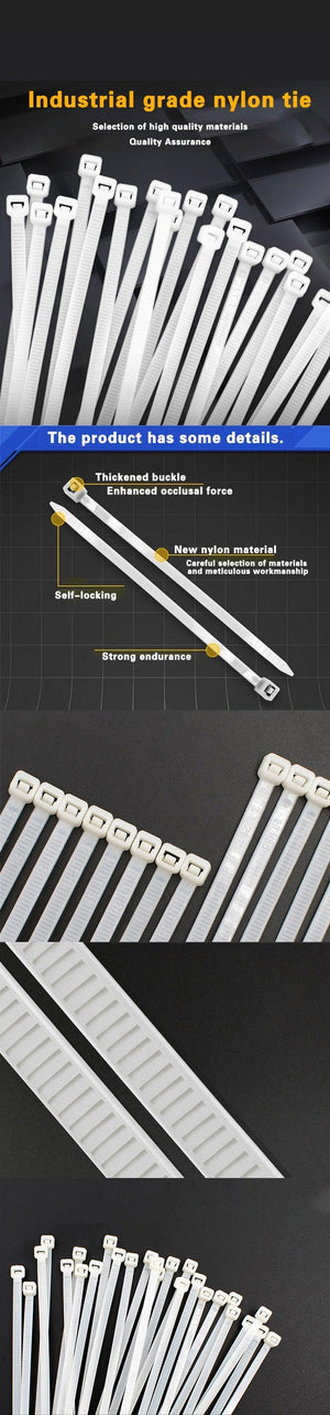 100 Pcs Nylon 200mm Cable Tie