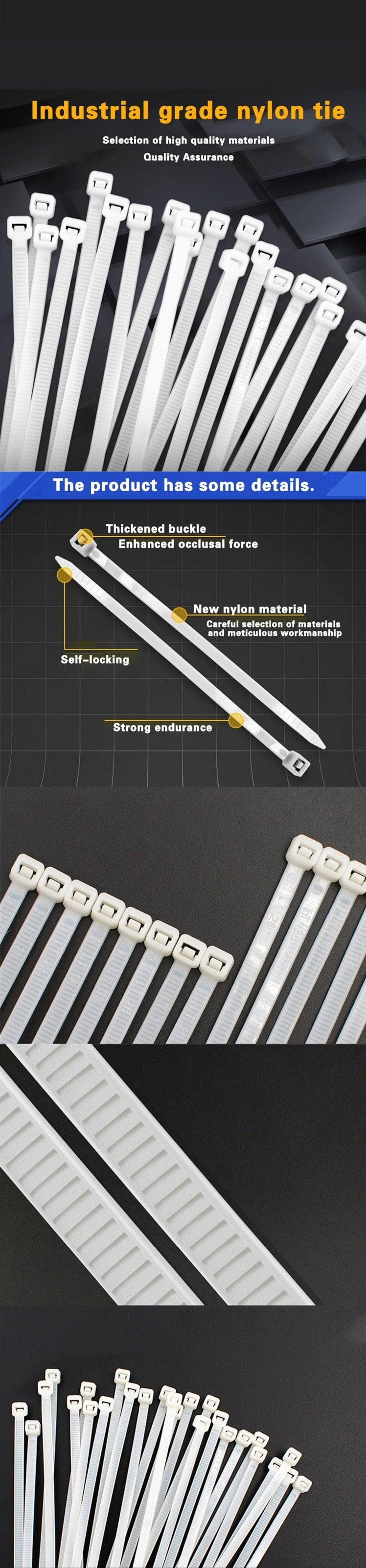 100 Pcs Nylon 200mm Cable Tie