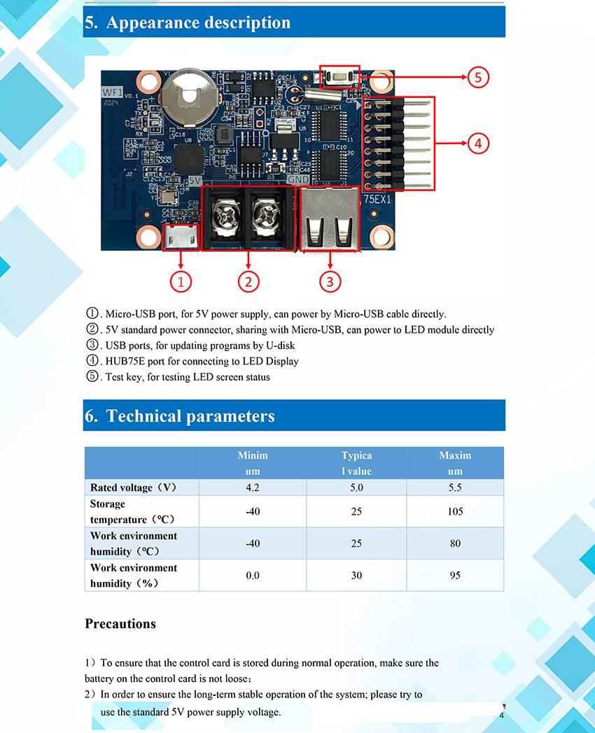 Hd Wf1 Hub75 Full Color Led Sign Control Card Text And Picture Display Control Card