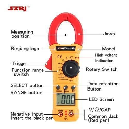 Handheld Digital Clamp Meter Bm528d Non Contact Ac Dc Volt AC Amp Multimeter