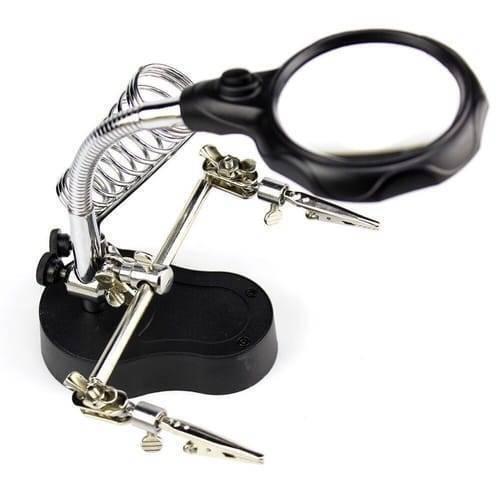 Helping Hand Clip Desktop Led Light Magnifier Glass With Soldering Stand 3.5x 12x