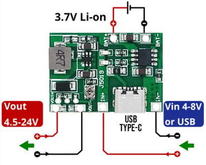 2 In 1 Charge And Boost Regulator Module 4.5-24v - Usb Type-c J5019
