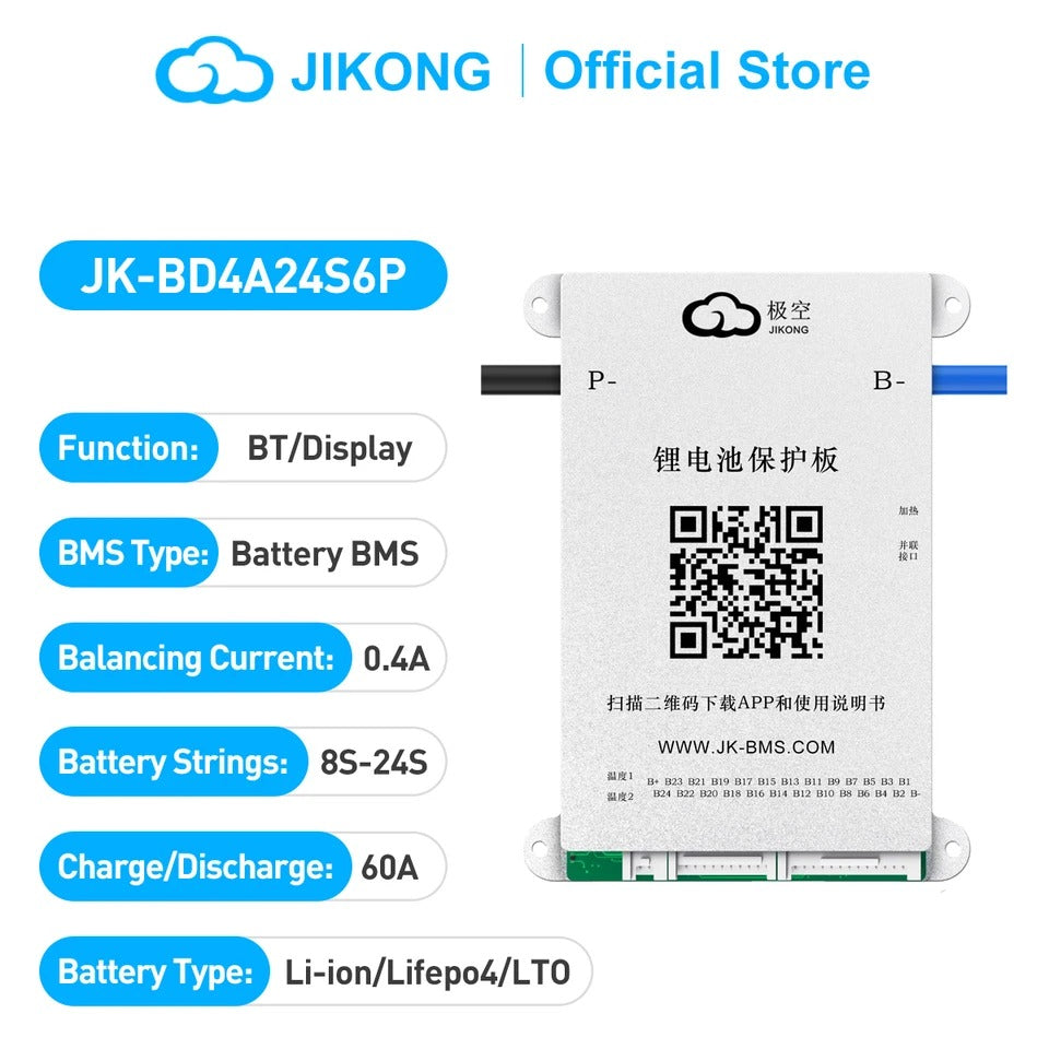 Jikong Jk-bd4a24s6p Smart Bms 8s 16s 24s 60a Li-ion Lifepo4 Lto Bms 18650 Batteries Bms Smart Battery Management System Ups